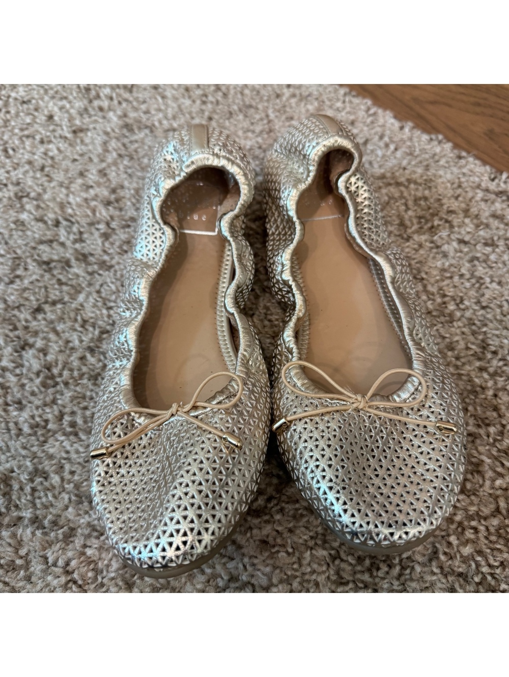 Kaari Blue Metallic Gold Ballet Flats Size 8M
